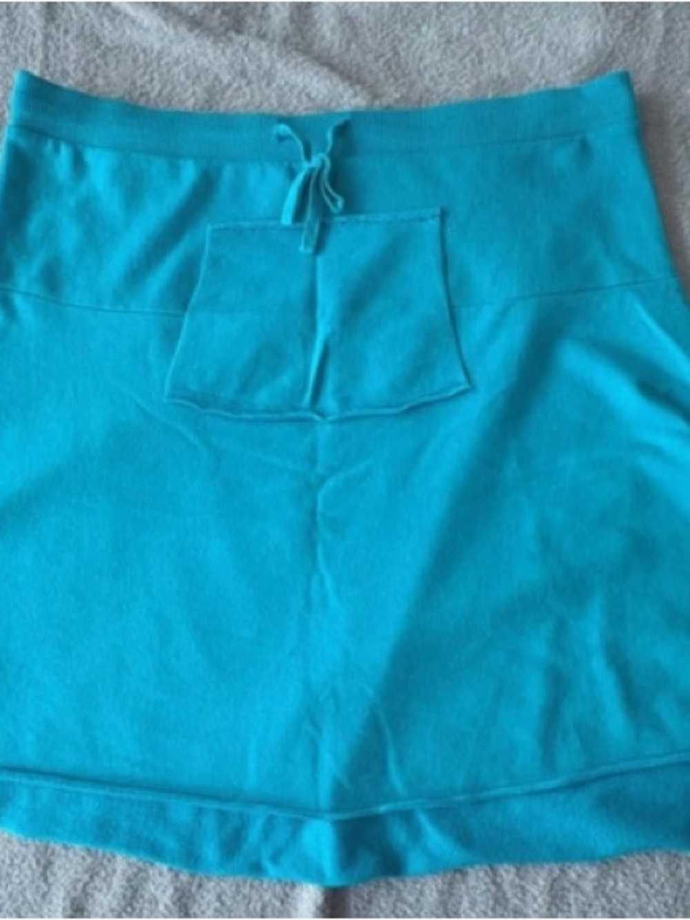Bright Turquoise Drawstring Midi Skirt with Front Pocket